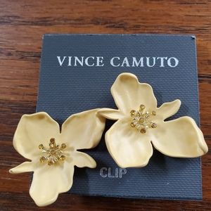 Vince Camuto Floral Yellow Clip-On (Screw-On) Earrings - NEW
